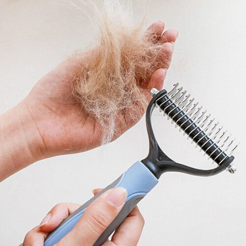 2Side Dog Brush for Shedding Dematting Pet Grooming Cat Hair Undercoat Rake Comb