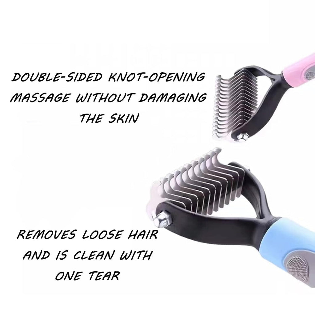 2Side Dog Brush for Shedding Dematting Pet Grooming Cat Hair Undercoat Rake Comb