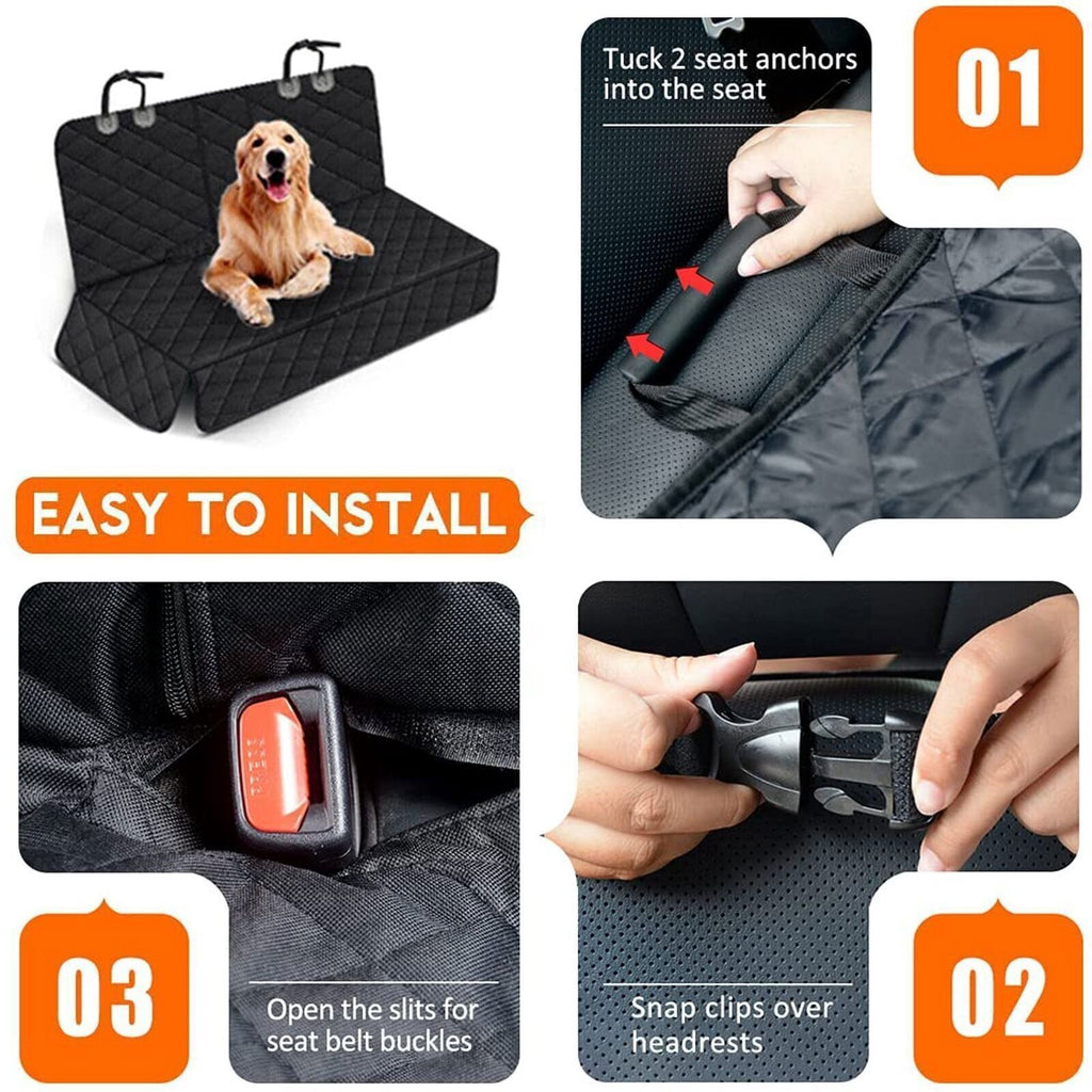 Rear Seat Cover Hammock Waterproof For Dog Pet Car Truck Black Back Mat