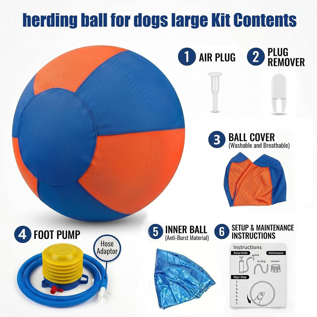 Heavy-Duty Herding Ball for Medium & Large Dogs, Perfect for Pushing & Chasing