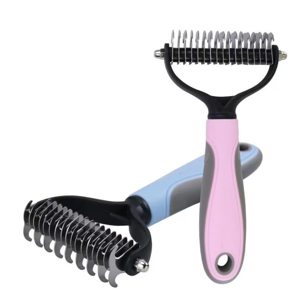 2Side Dog Brush for Shedding Dematting Pet Grooming Cat Hair Undercoat Rake Comb
