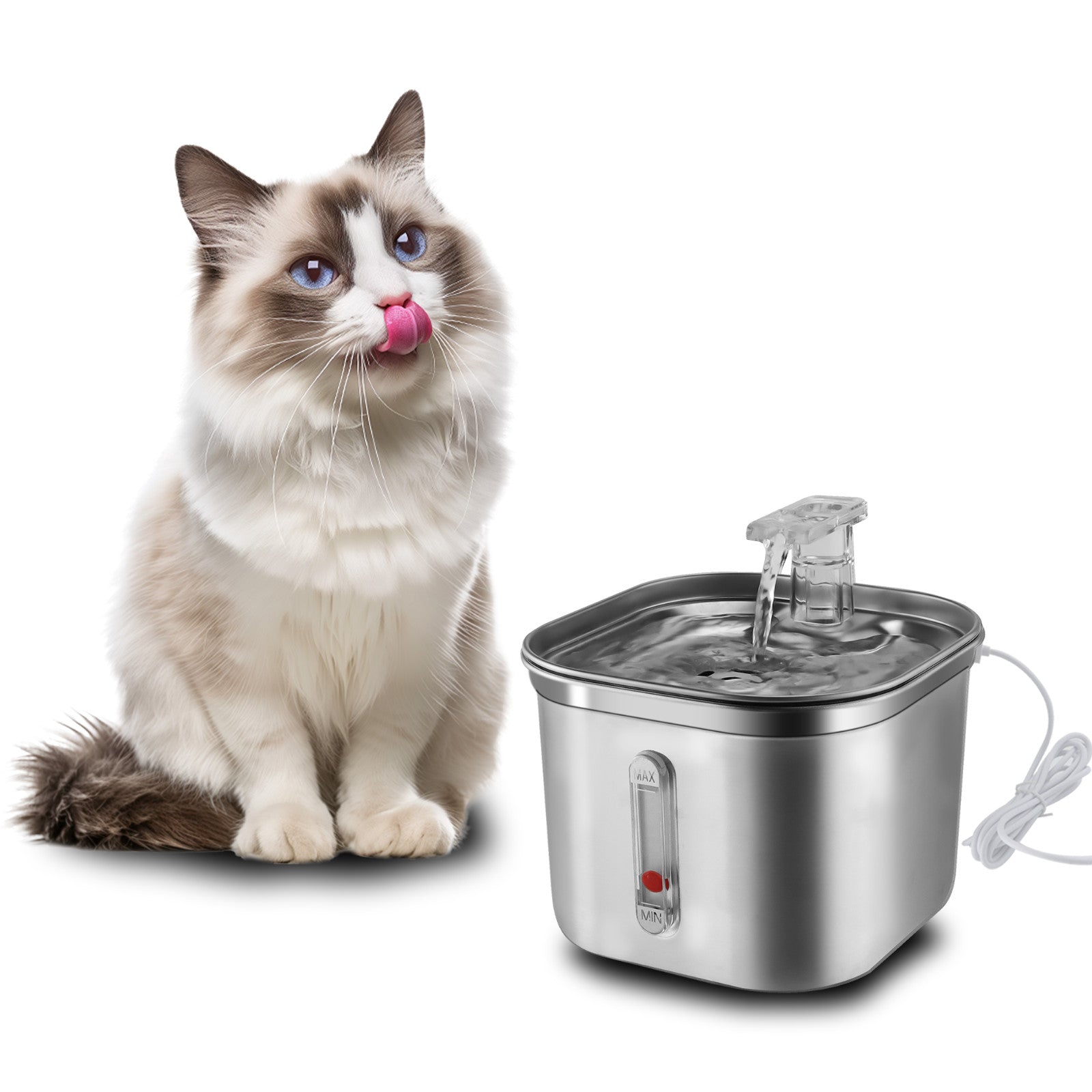 Cat Water Fountain Stainless Steel 74oz/2.2L Automatic Pet Dog Water Fountain