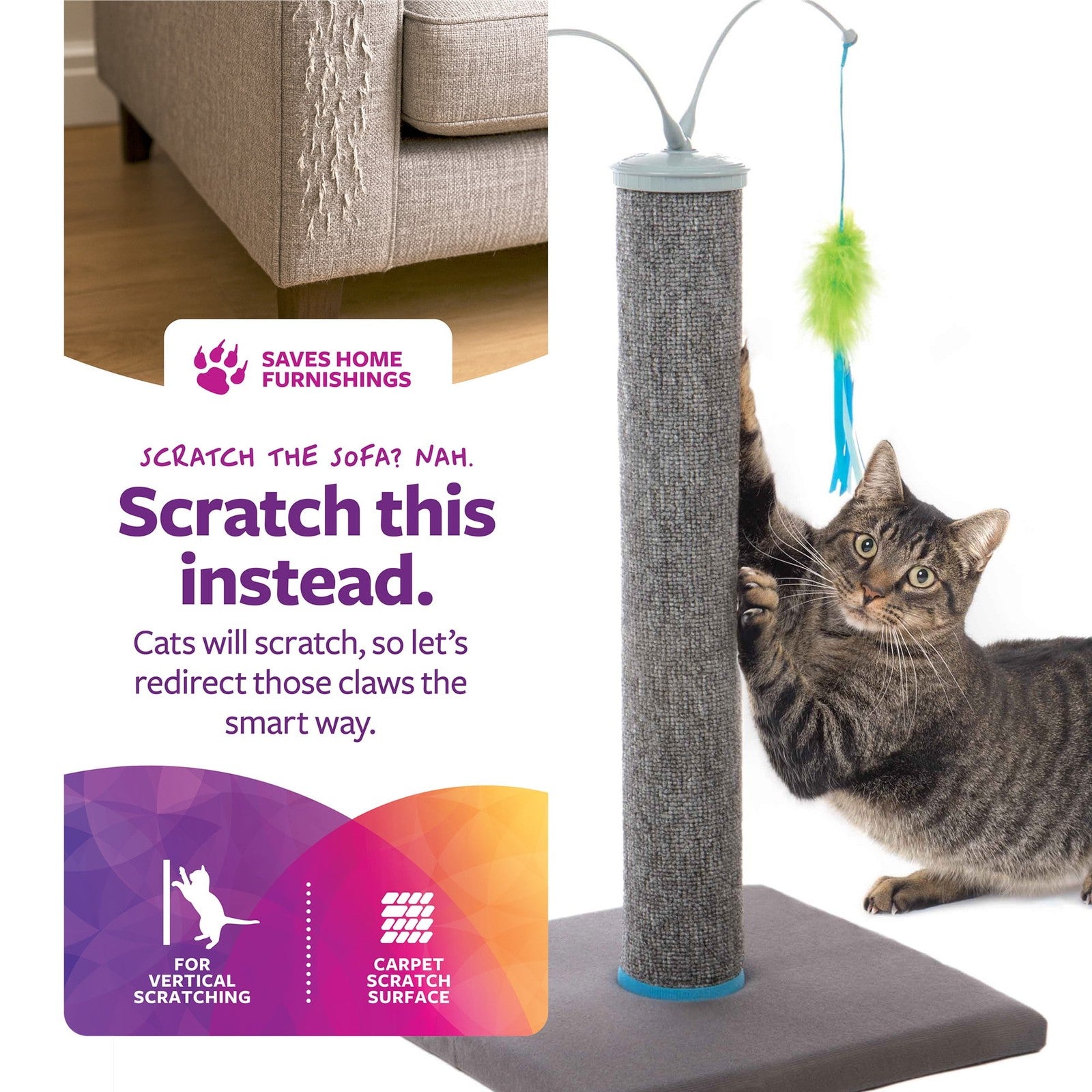 SmartyKat Scratch 'N Spin Cat Toy, Carpet Scratching Post, Interactive Spinning