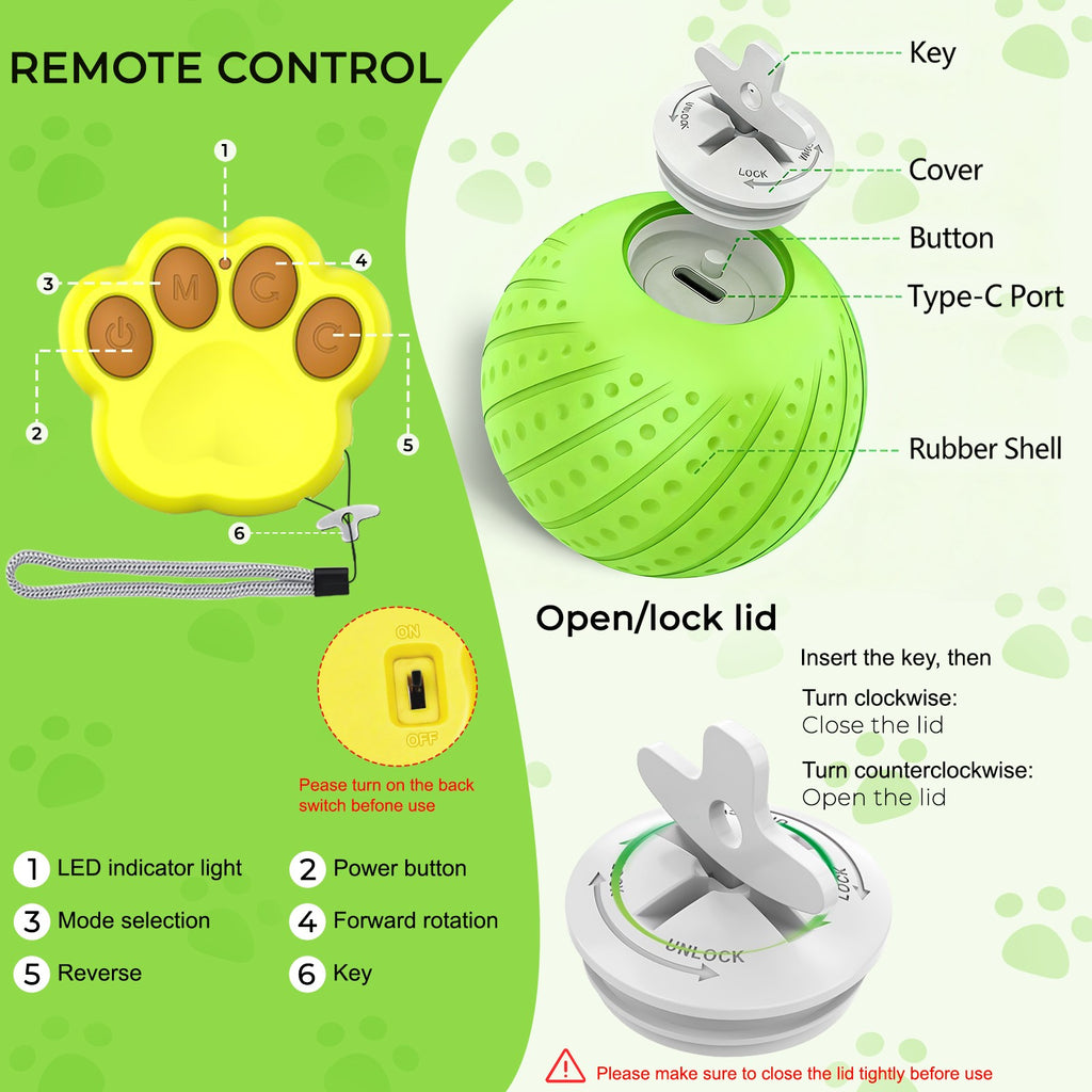 Remote-Controlled Interactive Dog Ball Toy: Silent Motion-Activated