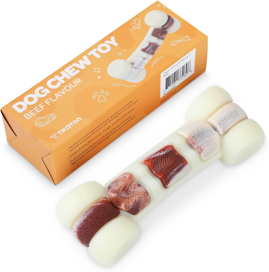 Tikaton Hammerbone Durable Dog Chew Toys Bone for Aggressive Chewers Beef Flavor