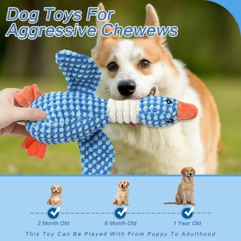 Indestructible Dog Toys for Aggressive Chewers Squeaky Plush Duck Pet Chew Toy