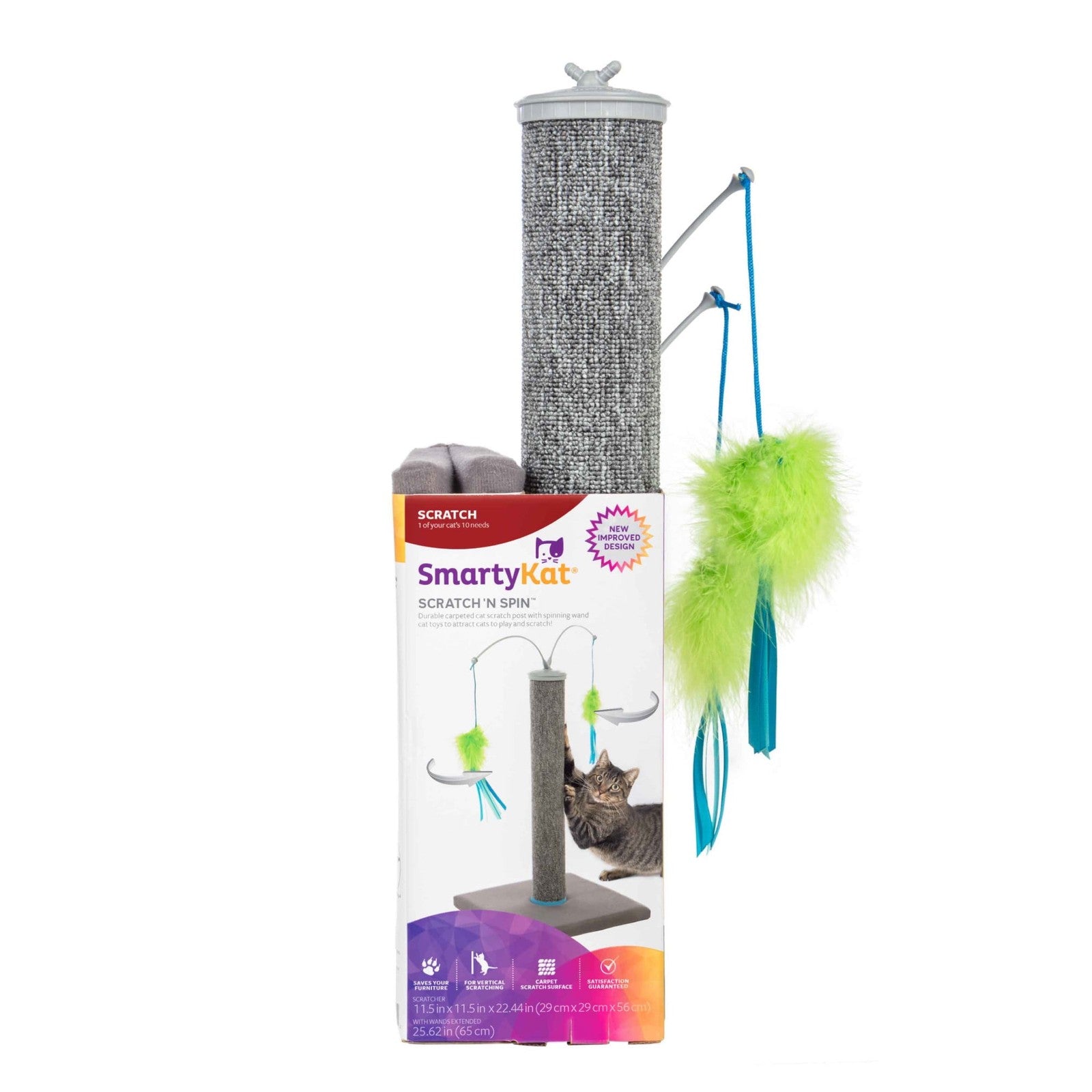 SmartyKat Scratch 'N Spin Cat Toy, Carpet Scratching Post, Interactive Spinning