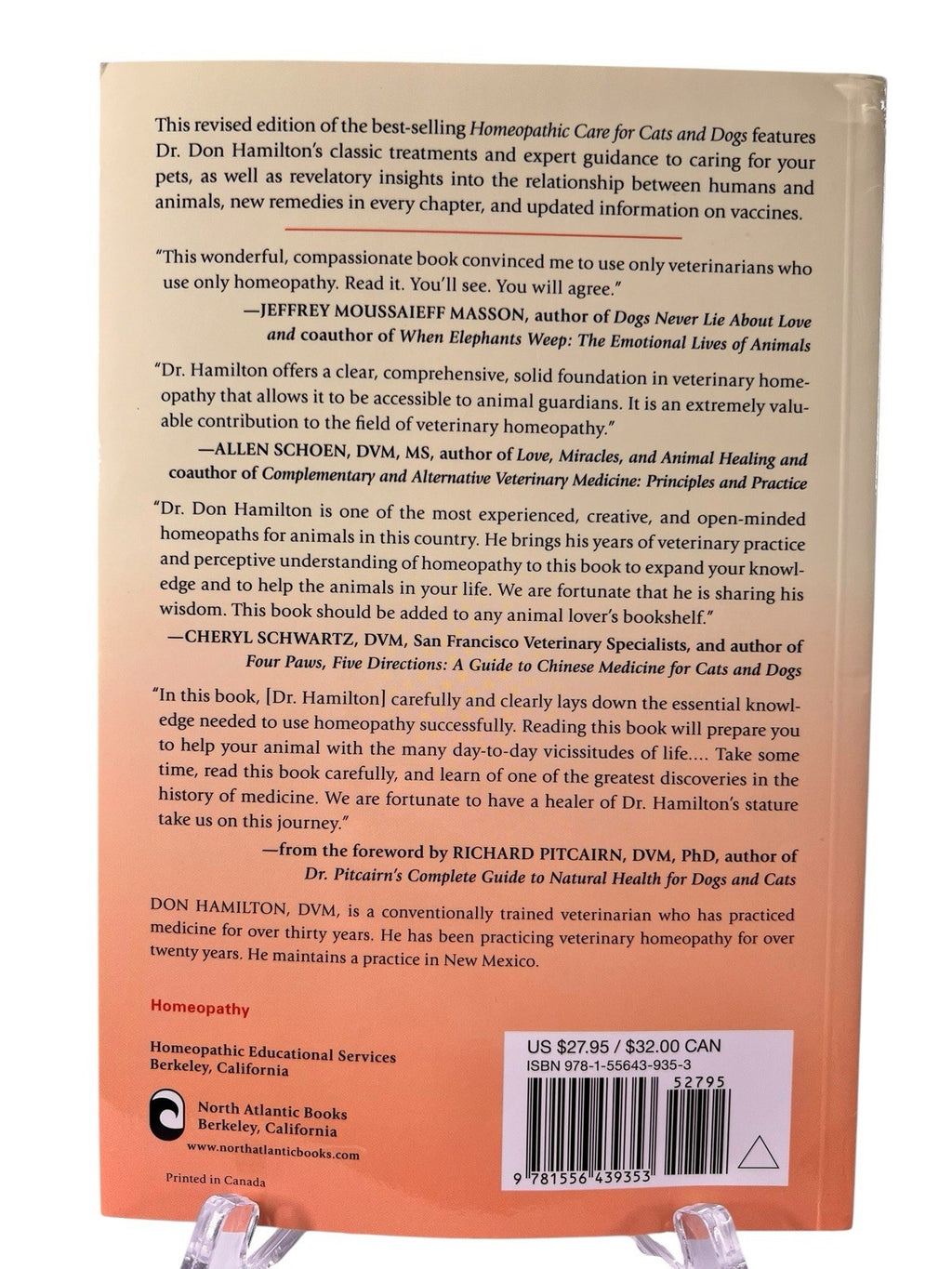 Homeopathic Care For Cats And Dogs by Don Hamilton Like New
