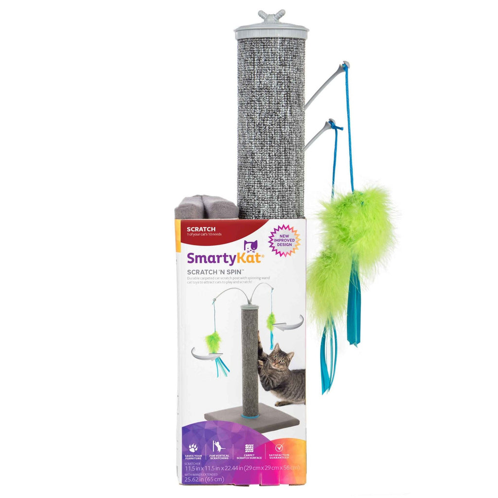 SmartyKat Scratch 'N Spin Cat Toy, Carpet Scratching Post, Interactive Spinning