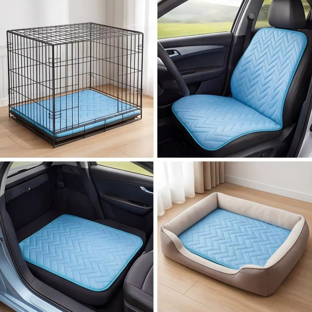 Pet Cooling Mat Ice Silk Breathable Washable Dog Cat Summer Cool Pad Bed S M L