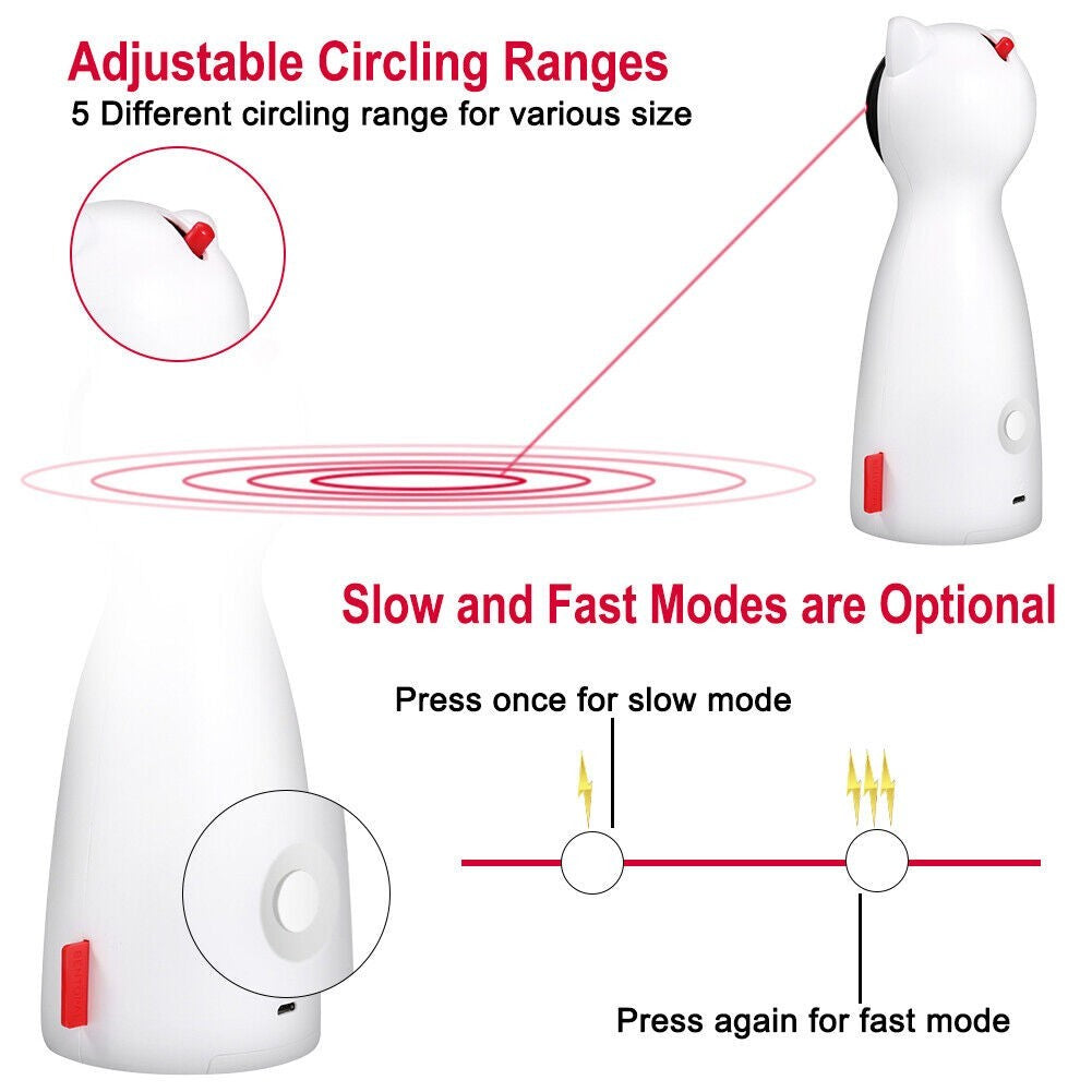 Automatic Cat Laser Toy Interactive Cat Toys for Indoor Cats/Kitty/Dogs white