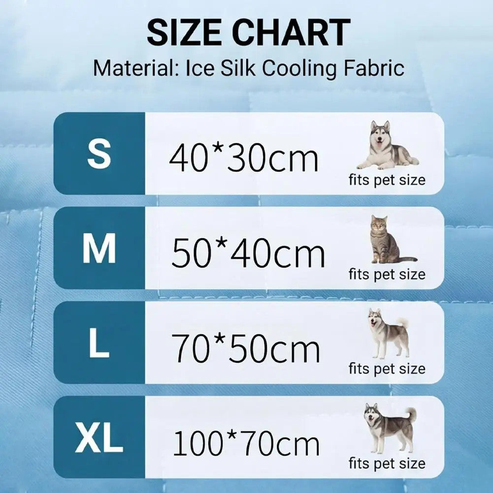 Pet Cooling Mat Ice Silk Breathable Washable Dog Cat Summer Cool Pad Bed S M L