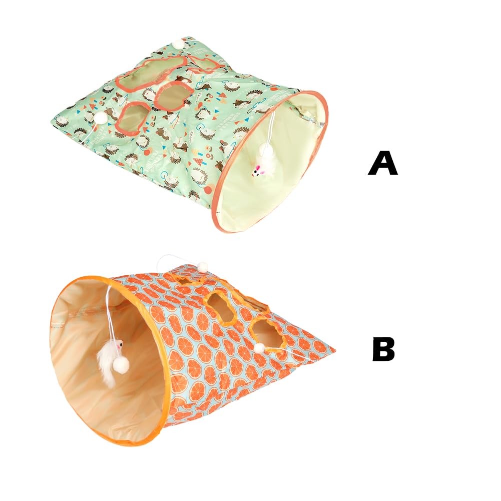 Cat Tunnel Toy Bags Little Mouse 3 Ball Crinkle Sack Portable Cave Green