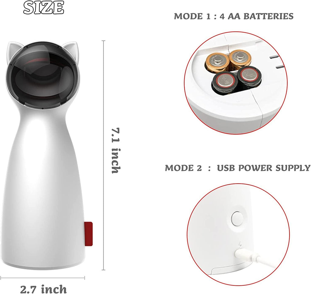 Automatic Cat Laser Toy Interactive Cat Toys for Indoor Cats/Kitty/Dogs white