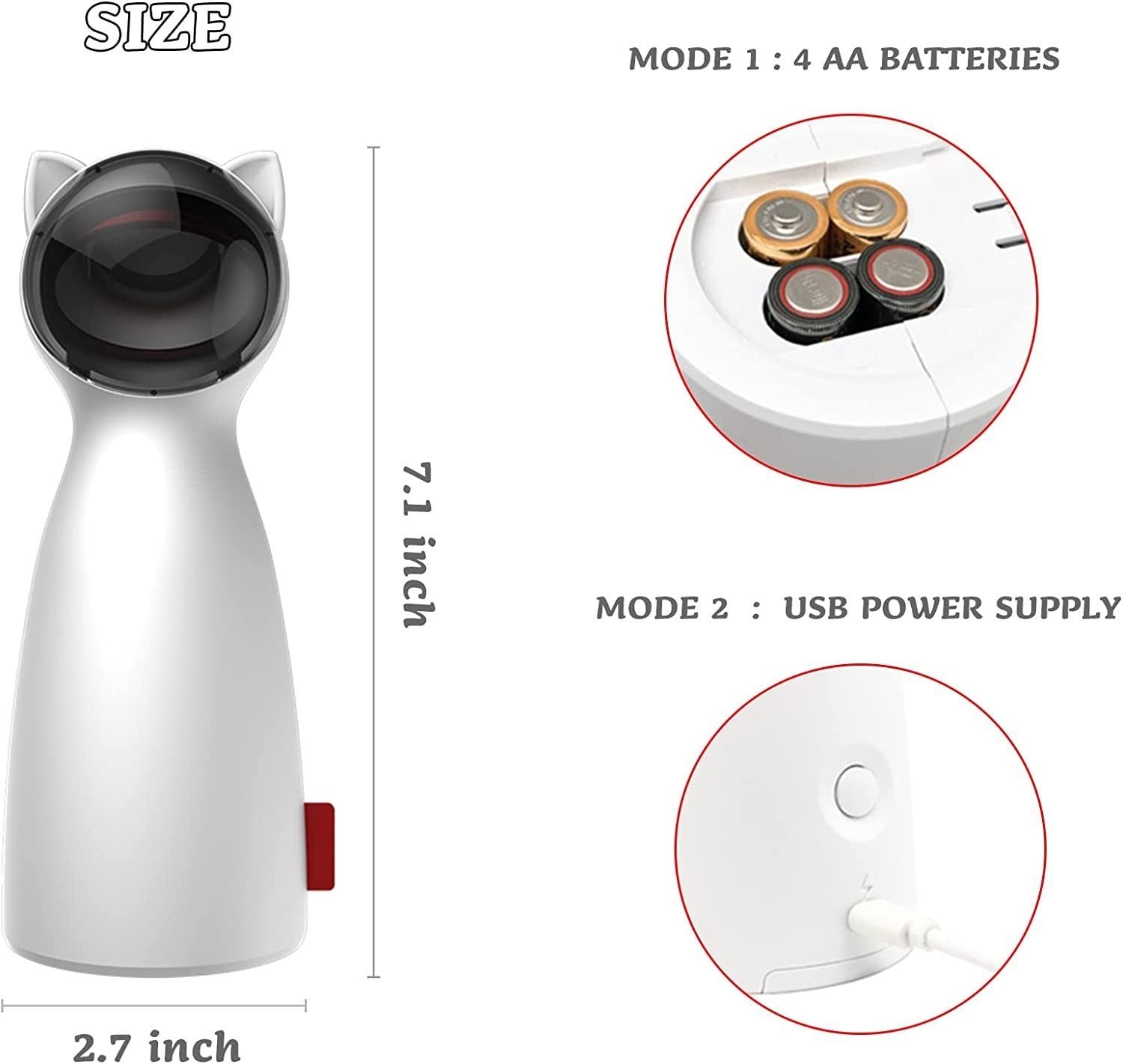 Automatic Cat Laser Toy Interactive Cat Toys for Indoor Cats/Kitty/Dogs white