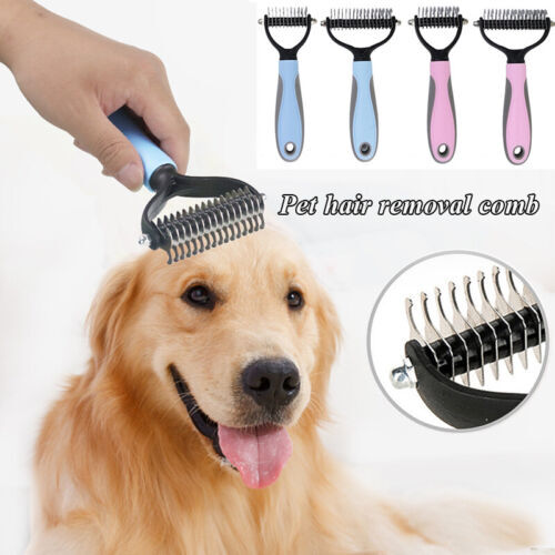 2Side Dog Brush for Shedding Dematting Pet Grooming Cat Hair Undercoat Rake Comb