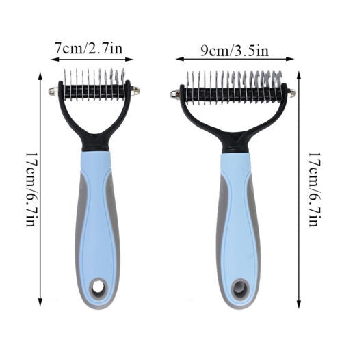 2Side Dog Brush for Shedding Dematting Pet Grooming Cat Hair Undercoat Rake Comb