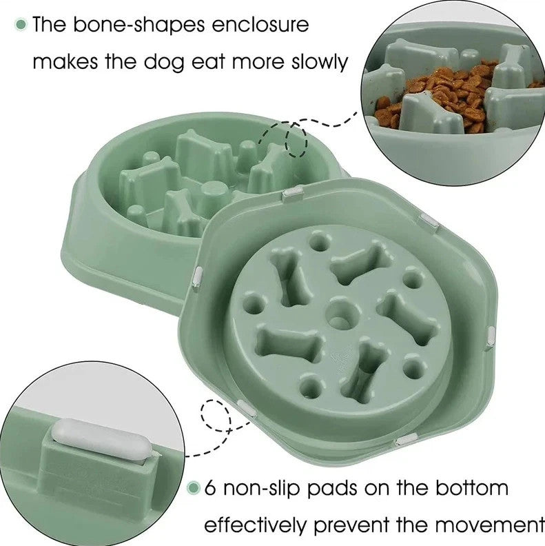 1 pc Slow Feeder Dog Bowl Anti-Slip Puzzle Dish for Small Medium Dogs**