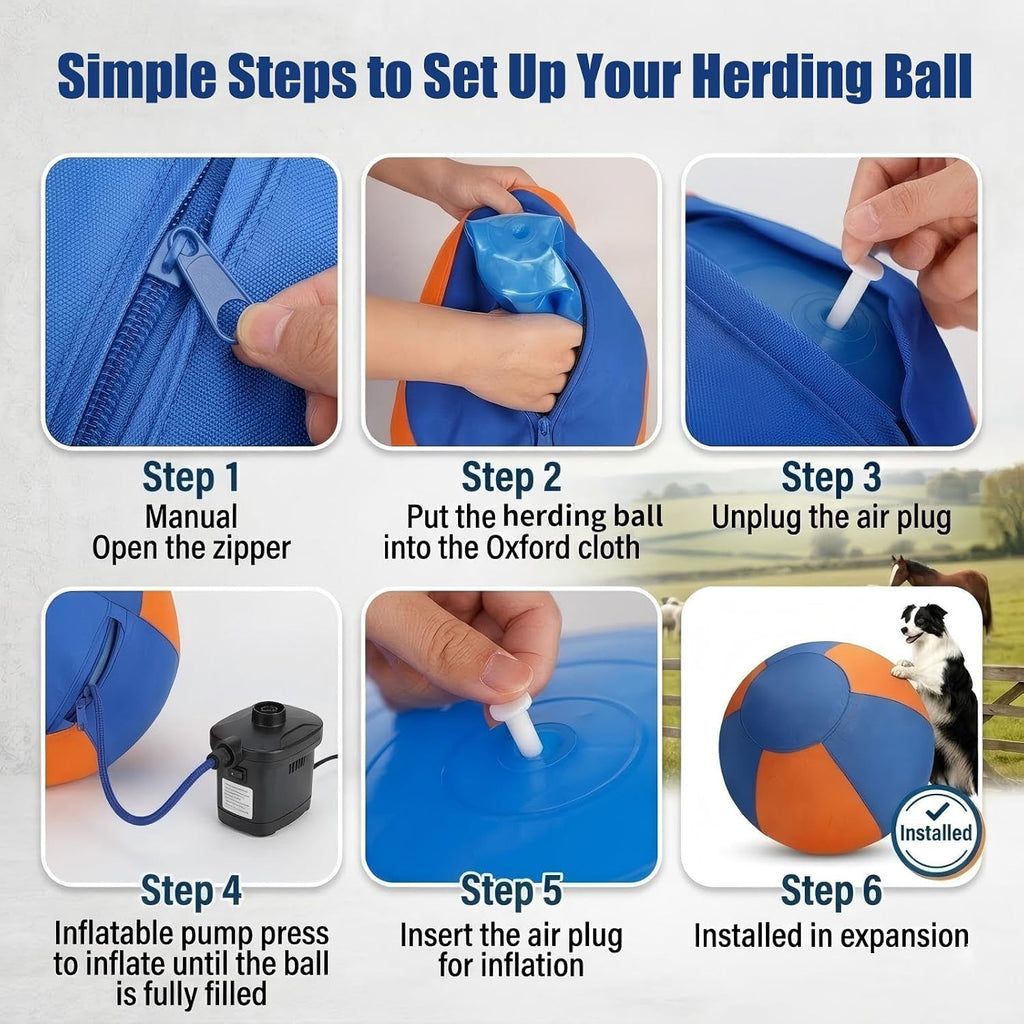 Heavy-Duty Herding Ball for Medium & Large Dogs, Perfect for Pushing & Chasing