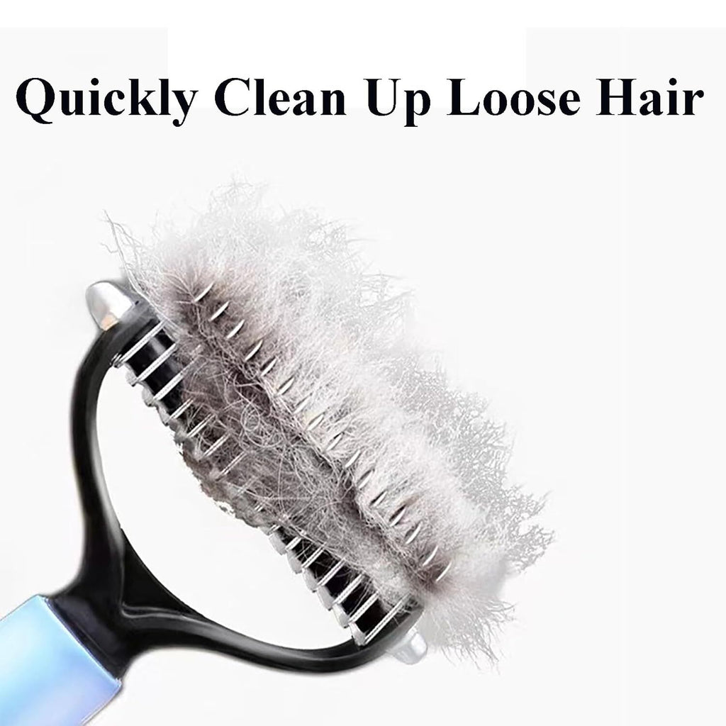 2Side Dog Brush for Shedding Dematting Pet Grooming Cat Hair Undercoat Rake Comb