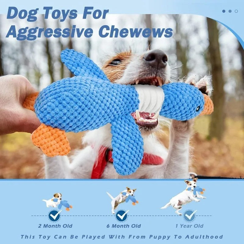 Indestructible Dog Toys for Aggressive Chewers Squeaky Plush Duck Pet Chew Toy