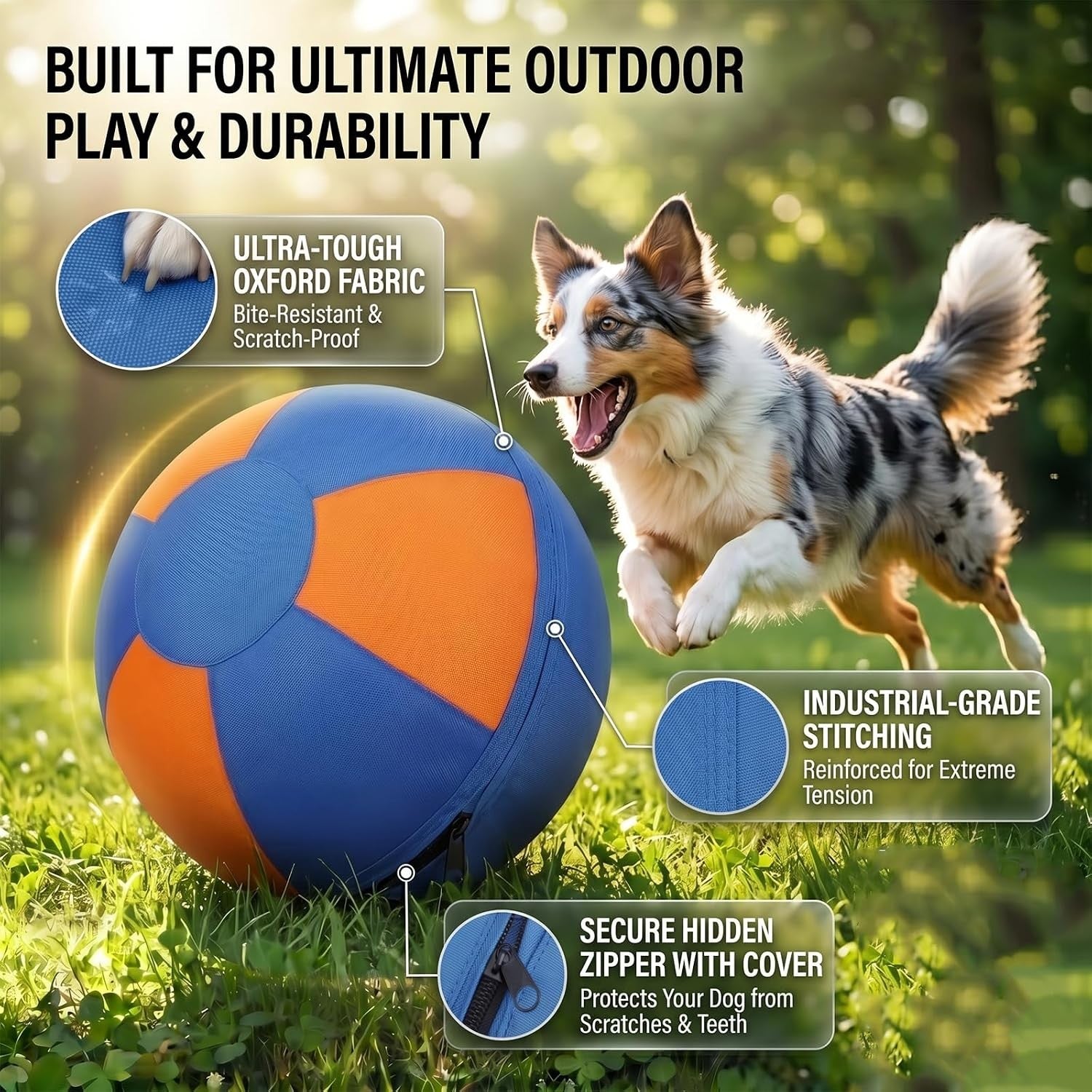 Heavy-Duty Herding Ball for Medium & Large Dogs, Perfect for Pushing & Chasing
