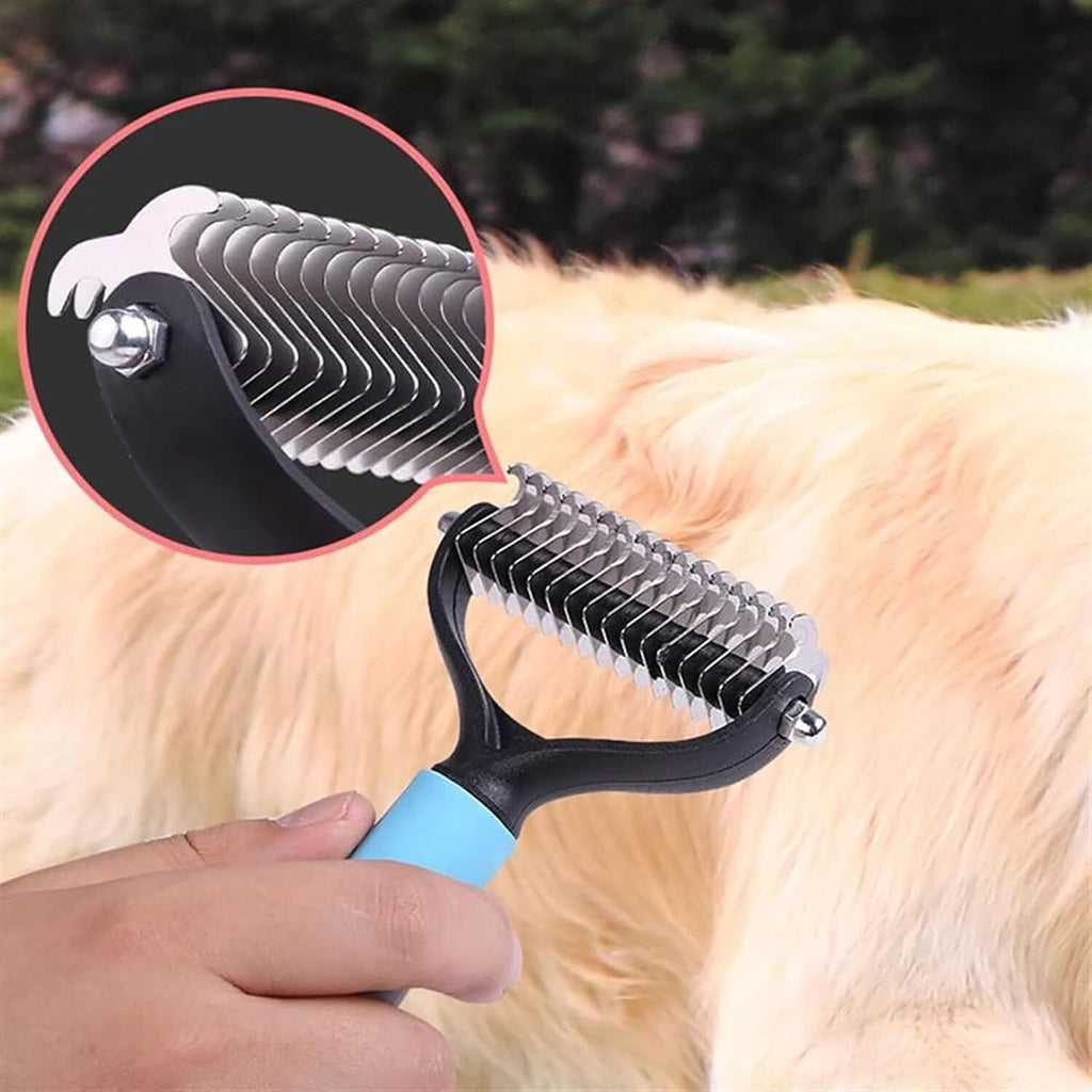 2Side Dog Brush for Shedding Dematting Pet Grooming Cat Hair Undercoat Rake Comb