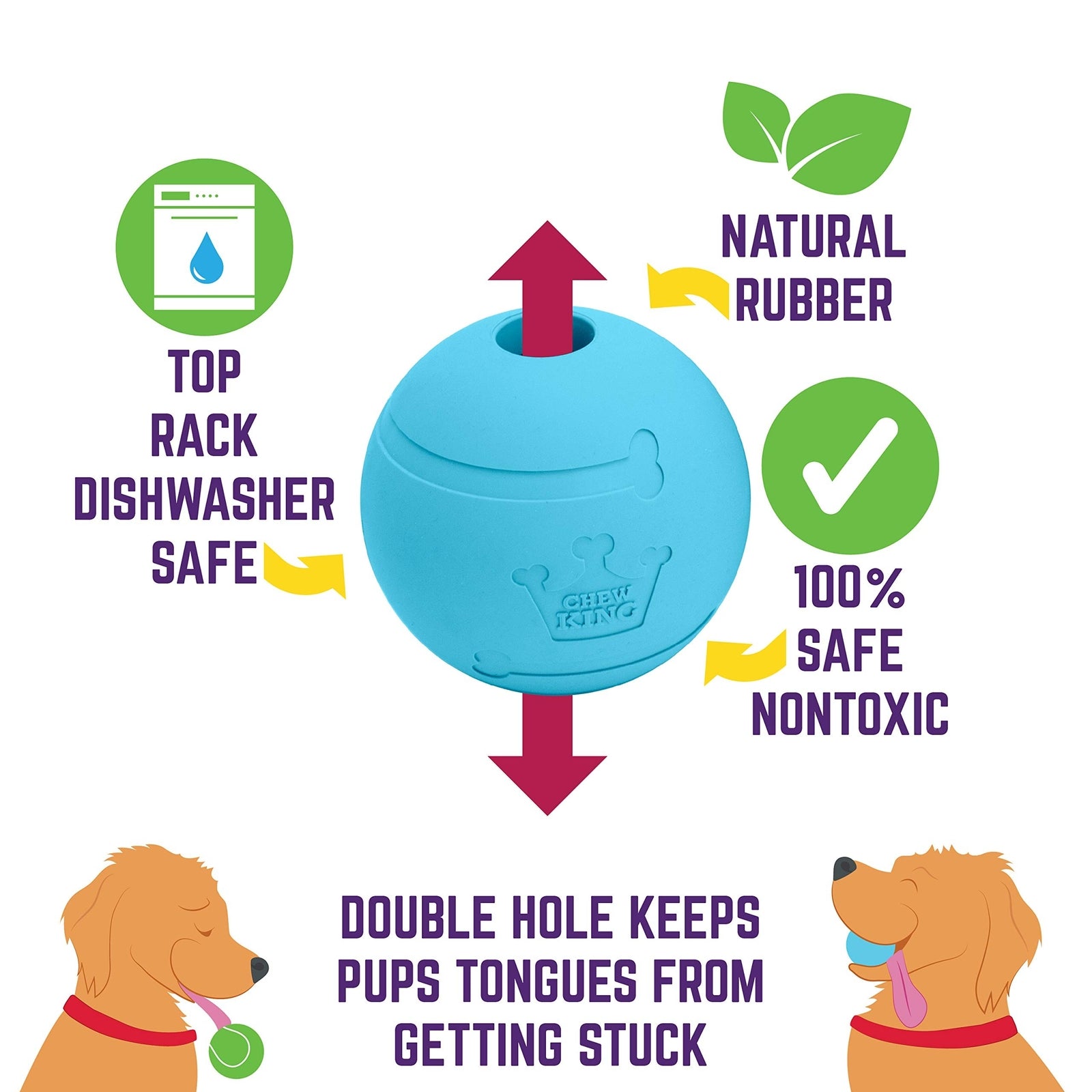 Chew King Fetch Balls Extremely Durable Natural Rubber Toy 3 inch Balls (CM-0...