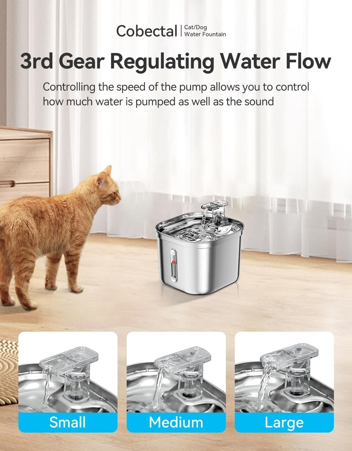 Cat Water Fountain Stainless Steel 74oz/2.2L Automatic Pet Dog Water Fountain