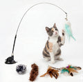 Interactive Cat Wand Toy with Suction Cup, 5-Piece Feather Teaser Set for Cats