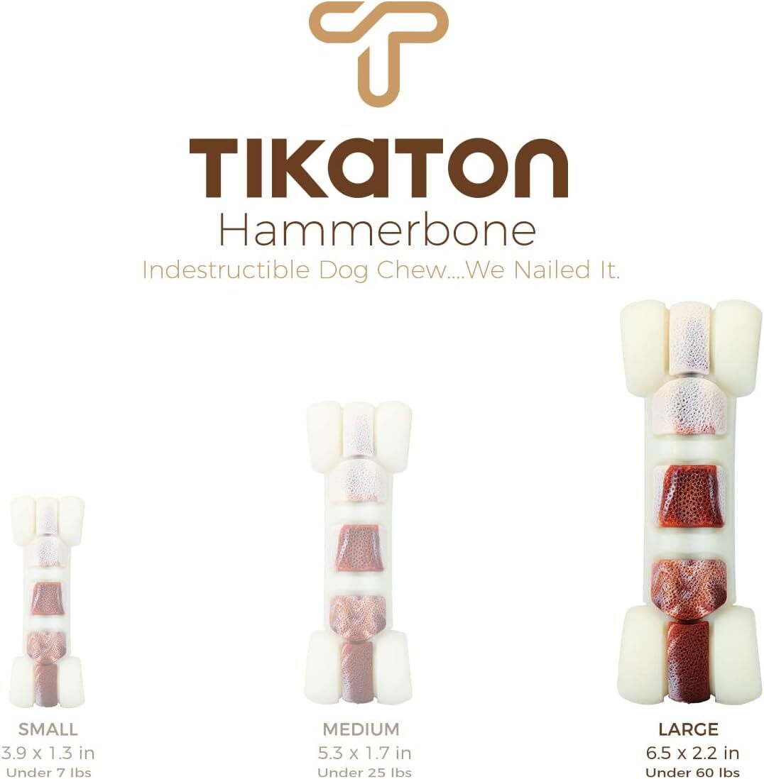 Tikaton Hammerbone Durable Dog Chew Toys Bone for Aggressive Chewers Beef Flavor