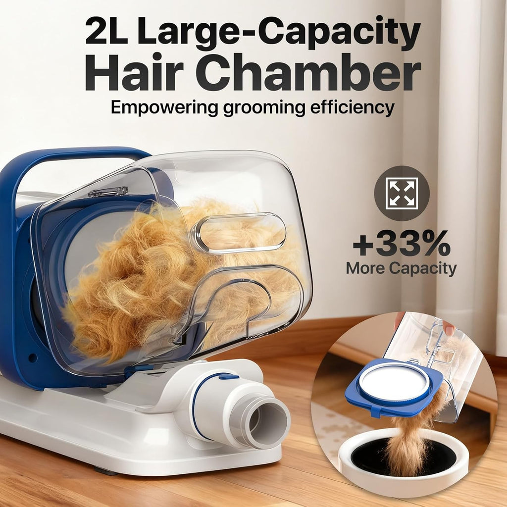 Dog Grooming Kit with Vacuum, 15000Pa Pet Hair Clipper and Shedding Brush, 50dB