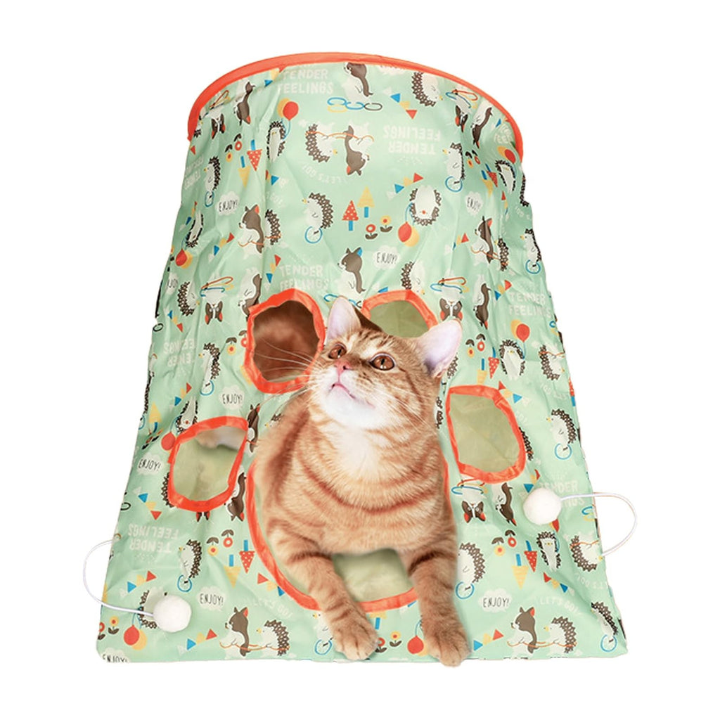 Cat Tunnel Toy Bags Little Mouse 3 Ball Crinkle Sack Portable Cave Green