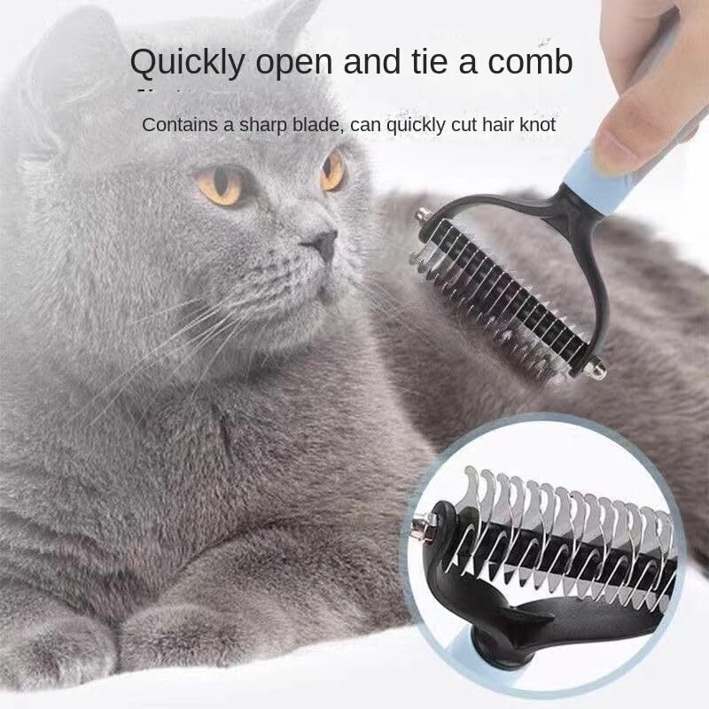 2Side Dog Brush for Shedding Dematting Pet Grooming Cat Hair Undercoat Rake Comb