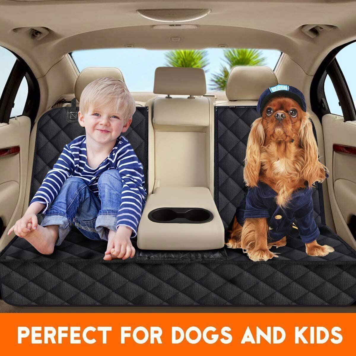 Rear Seat Cover Hammock Waterproof For Dog Pet Car Truck Black Back Mat